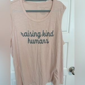 NWOT Raising kind humans tank, soft pink 3x
